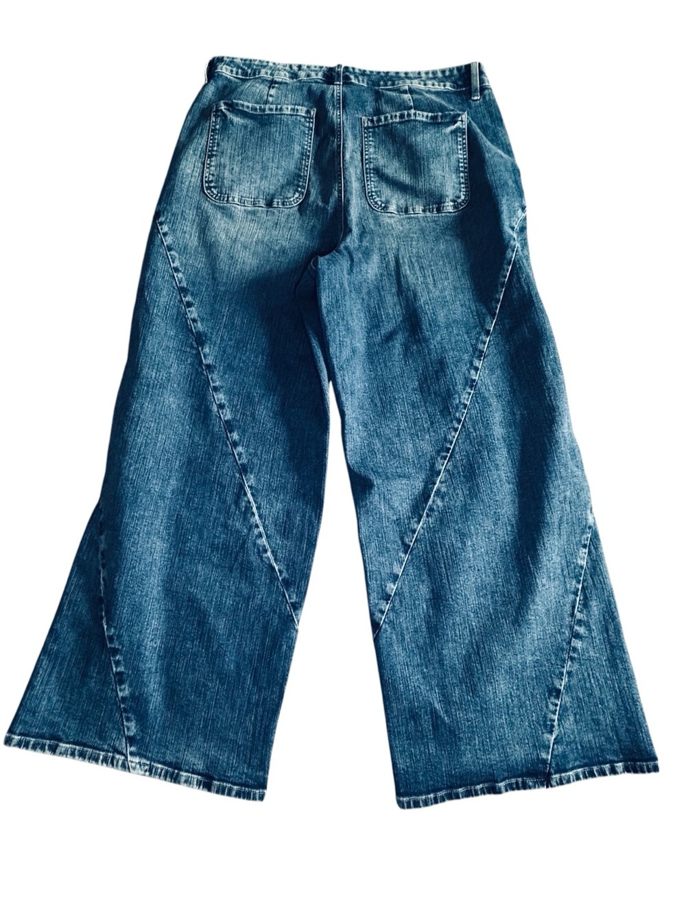 Wide Leg Women's Jeans - Blue Denim - Picture 2 of 6